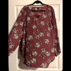 Burgundy Floral Torrid Blouse